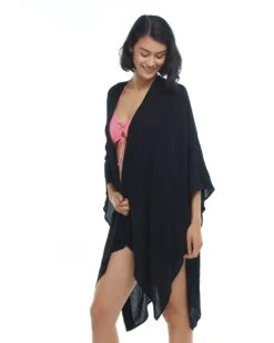Aubree Cover-Up Kimono - Black -HYN Swimwear Shop 39475659 068Side