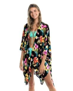 Aubree Kaftan Cover-Up Dress - Black