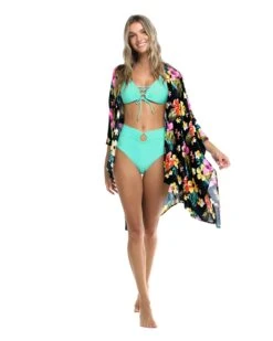 Aubree Kaftan Cover-Up Dress - Black -HYN Swimwear Shop 39475659 5368FrontFullBody