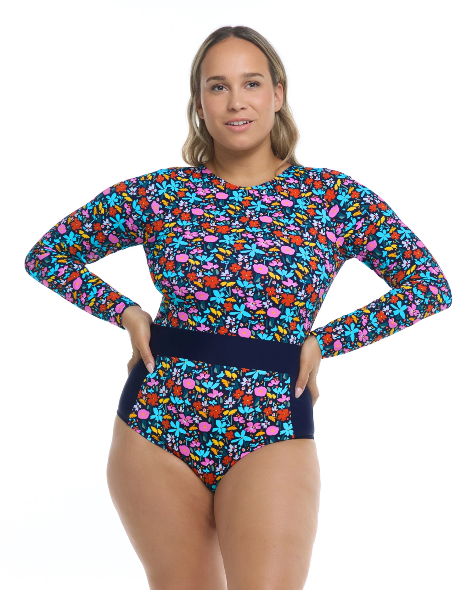 Vivid Field Plus Size Wave Paddle Suit - Indigo 1 Vivid Field Plus Size Wave Paddle Suit - Indigo