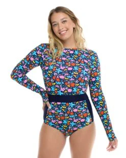 Vivid Field Wave Paddle Suit - Indigo -HYN Swimwear Shop 39600765 380Front