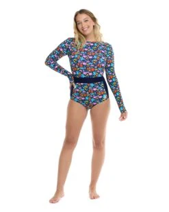 Vivid Field Wave Paddle Suit - Indigo -HYN Swimwear Shop 39600765 380FrontFullBody