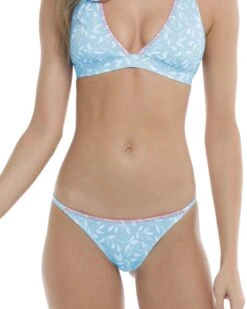 Flowery Skies Fixed Brasilia Bikini Bottom - Baby Blue -HYN Swimwear Shop 39604140 414Front