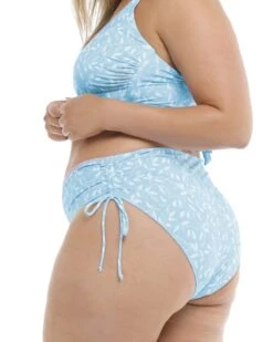 Flowery Skies High Tides Plus Size Swim Bottom - Baby Blue -HYN Swimwear Shop 39604251X 414SideDetail