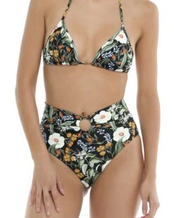 Inflorescence Woodstock High-Waist Swim Bottom - Black -HYN Swimwear Shop 39605151 368Front