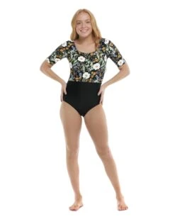 Inflorescence Kat Paddlesuit - Black -HYN Swimwear Shop 39605754 368Front