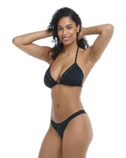 Constellation Dita D-Cup Triangle Bikini Top - Black -HYN Swimwear Shop 3960700D 068Side