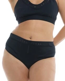 Constellation Marlee Plus Size High-Waist Bikini Bottom - Black -HYN Swimwear Shop 39607150X 068Front
