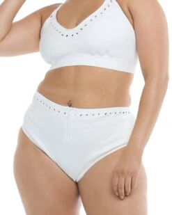 Constellation Marlee Plus Size High-Waist Bikini Bottom - Snow -HYN Swimwear Shop 39607150X 285Front