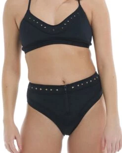 Constellation Marlee High-Waist Bikini Bottom - Black -HYN Swimwear Shop 39607150 068Front