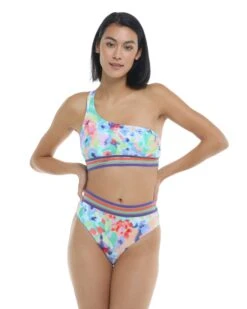 Posy Malia One-Shoulder Swim Top - Multi