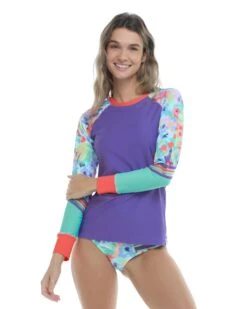 Posy Sleek Cross-Over Rash Guard- Multi