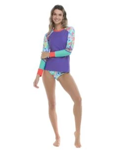 Posy Sleek Cross-Over Rash Guard- Multi -HYN Swimwear Shop 39608741 300FrontFullBody