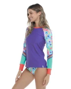 Posy Sleek Cross-Over Rash Guard- Multi -HYN Swimwear Shop 39608741 300Side