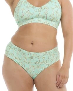 Salt Cay Plus Size Retro Swim Bottom - Mint -HYN Swimwear Shop 39610253X 359Front
