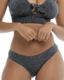 Stardust Eclipse Surf Rider Bikini Bottom - Black -HYN Swimwear Shop 39611136 068Front