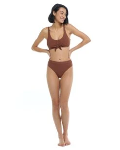 Ibiza Kate Tie-Front Tank Swim Top - Brown -HYN Swimwear Shop BGW SWIM S23 IBIZA Brown Kate Full