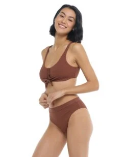 Ibiza Kate Tie-Front Tank Swim Top - Brown -HYN Swimwear Shop BGW SWIM S23 IBIZA Brown Kate Side