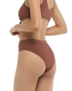 Ibiza Marlee High-Waisted Bikini Bottom - Brown -HYN Swimwear Shop BGW SWIM S23 IBIZA Brown Marlee SideDetail