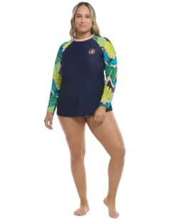 Manoa Falls Sleek Cross-Over Rash Guard Plus Size - Nightfall