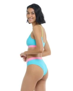 Spectrum Marlee High-Waist Bikini Bottom - Cyan 9 Spectrum Marlee High-Waist Bikini Bottom - Cyan -HYN Swimwear Shop BGW SWIM S23 SPECTRUM Cyan Marlee Side