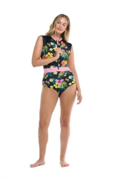 Tropical Island Stand Up Paddle Suit - Black -HYN Swimwear Shop BGW SWIM S23 TROPICAL ISLAND Stand Up Front2 1