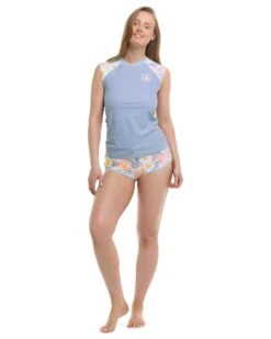 Wayta Exhale Cross-Over Rashguard - Light Denim -HYN Swimwear Shop BGW SWIM S23 WAYTA Exhale Full