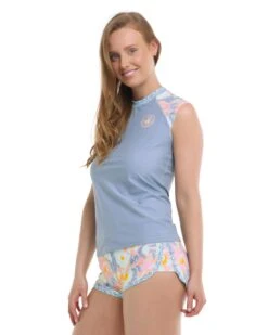 Wayta Exhale Cross-Over Rashguard - Light Denim -HYN Swimwear Shop BGW SWIM S23 WAYTA Exhale Side