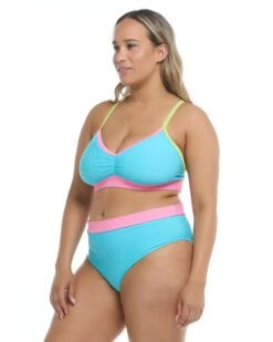 Spectrum Drew Plus Size Swim Top - Cyan -HYN Swimwear Shop BGW SWIM SPECTRUM Cyan Drew X Side